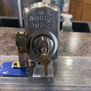 Schlage Satin Nickel Keypad Deadbolt with Keys - Satin Nickel